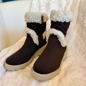 VIVAIA faux shearling boots in chocolate brown